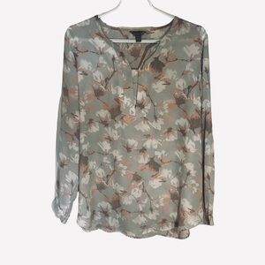 SEARS CLASSIC WOMENS SHEER FLORAL LONG SLEEVE BLOUSE/ Size 16